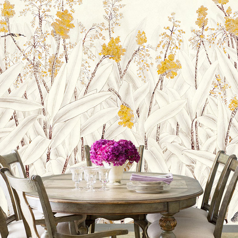 Frendorf | Illustration Vogel und Blumen Wandtapete Maßgefertigte Wandverkleidung für Akzentwand, Made to Measure