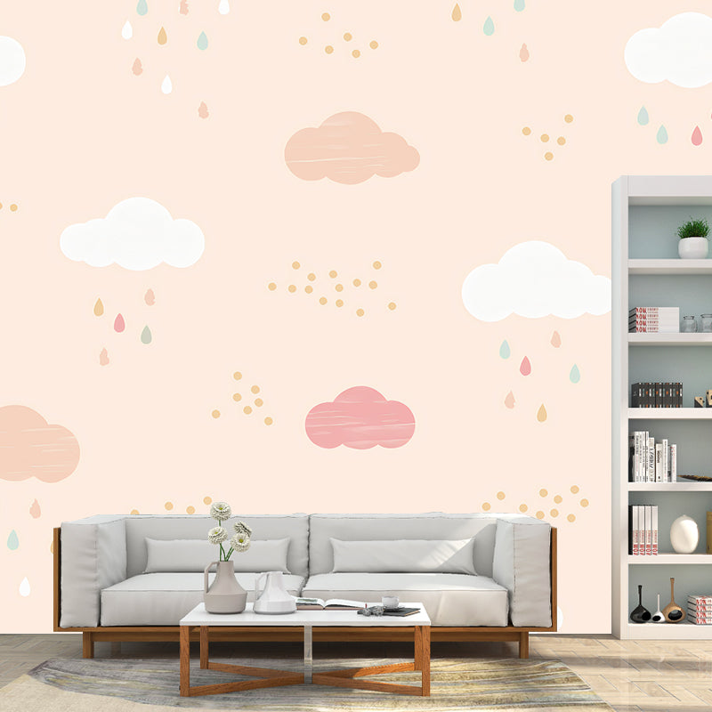 Cartoon Wolke Wandaufkleber für das Kinderzimmer, Pastellrosa, Maßanfertigung