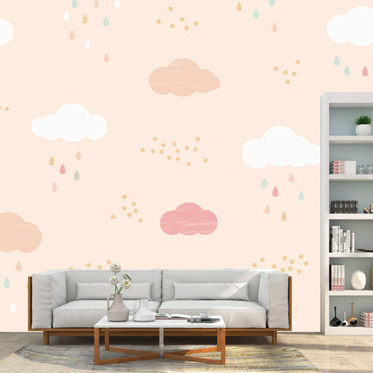 Cartoon Wolke Wandaufkleber für das Kinderzimmer, Pastellrosa, Maßanfertigung