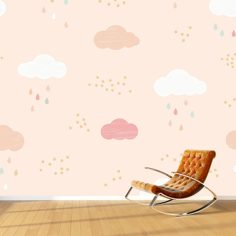 Cartoon Wolke Wandaufkleber für das Kinderzimmer, Pastellrosa, Maßanfertigung