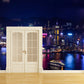 Frendorf | Whole Photo Style Wandbehang für Akzentwand mit Nachtdesign einer Metropolis in Blau und Lila