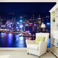 Frendorf | Whole Photo Style Wandbehang für Akzentwand mit Nachtdesign einer Metropolis in Blau und Lila