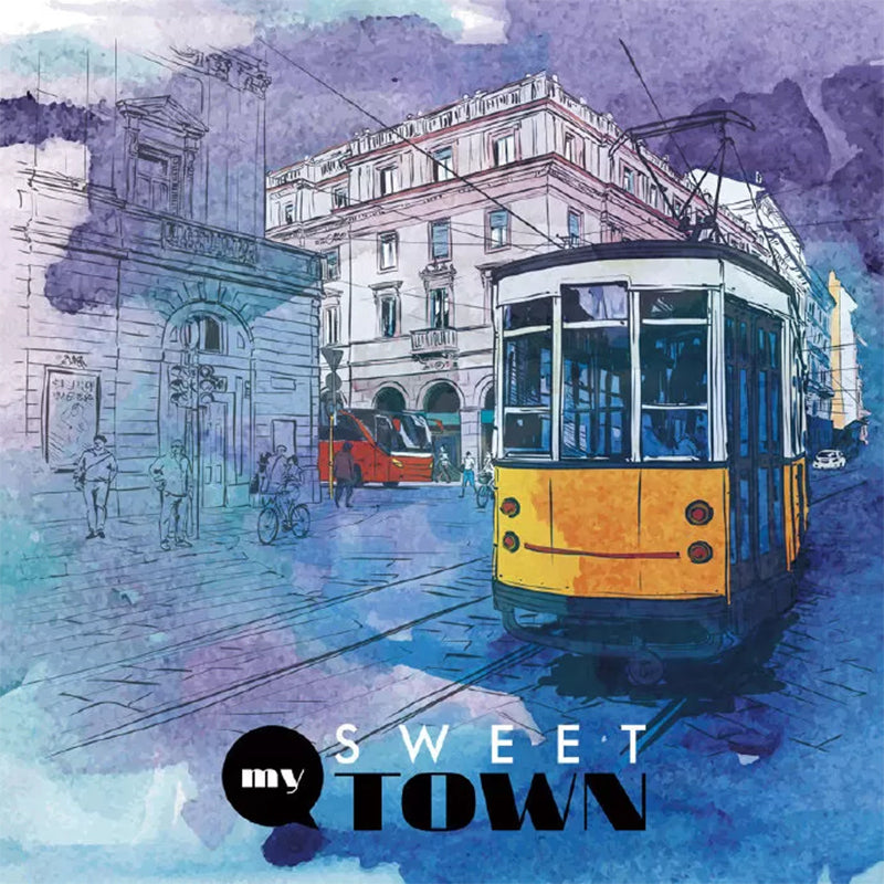 Frendorf | Blau und Gelb Bus Wandmalerei Tapete Feuchtigkeitsbeständige Wandkunst für Akzentwand