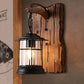 Frendorf | Kerosene Eetkamer Wandverlichtingsarmatuur Geverfd Duidelijk Glas 1-Kops Bruine Wandlamp met Houten Blad/Sleutel Achterplaat