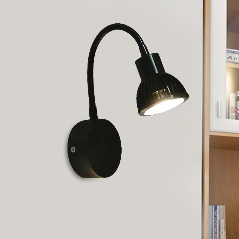 Frendorf | Industrieller Stil Schalenform Wandlampe Metall 1 Licht verstellbarer Arm in Schwarz