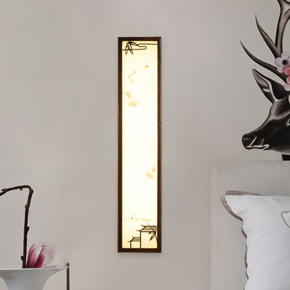 Frendorf | Acryl Rechteck Wandlicht Flush Mount Aziatisch Bruin LED Wandlamp Sconces met Bamboe en Huispatroon