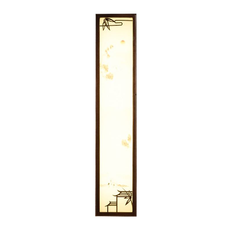 Frendorf | Acryl Rechteck Wandlicht Flush Mount Aziatisch Bruin LED Wandlamp Sconces met Bamboe en Huispatroon