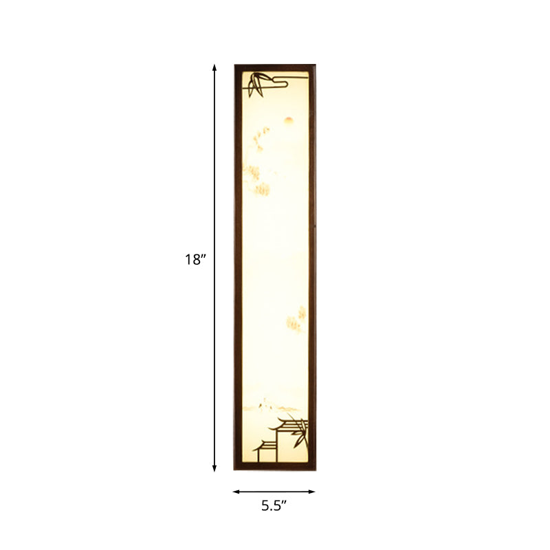 Frendorf | Acryl Rechteck Wandlicht Flush Mount Aziatisch Bruin LED Wandlamp Sconces met Bamboe en Huispatroon