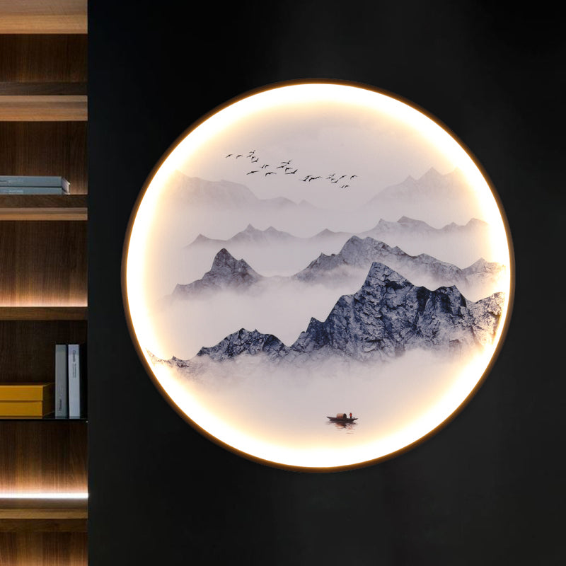 Frendorf | Blauwe Foggy Mountain Wandbehang Licht Azië Aluminium LED Wandverlichting voor Woonkamer Decoratie