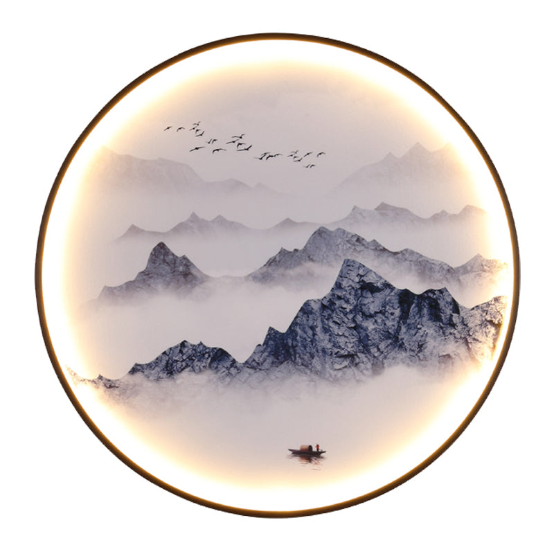 Frendorf | Blauwe Foggy Mountain Wandbehang Licht Azië Aluminium LED Wandverlichting voor Woonkamer Decoratie