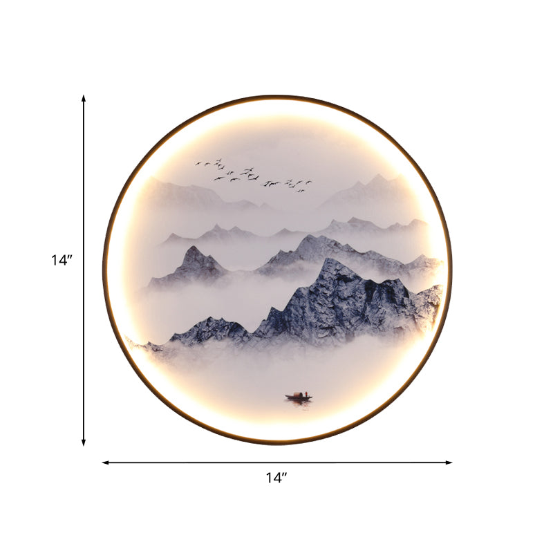 Frendorf | Blauwe Foggy Mountain Wandbehang Licht Azië Aluminium LED Wandverlichting voor Woonkamer Decoratie