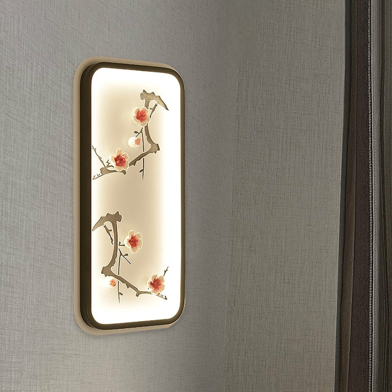 Frendorf | Keramische Lotusbladeren/Bloesem Muur Lamp Chinese Zwart-Groen/Rood LED Wandlamp voor de Woonkamer