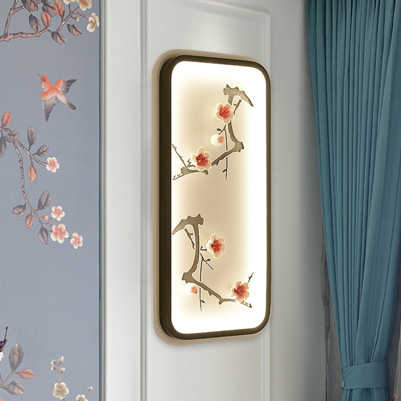 Frendorf | Keramische Lotusbladeren/Bloesem Muur Lamp Chinese Zwart-Groen/Rood LED Wandlamp voor de Woonkamer
