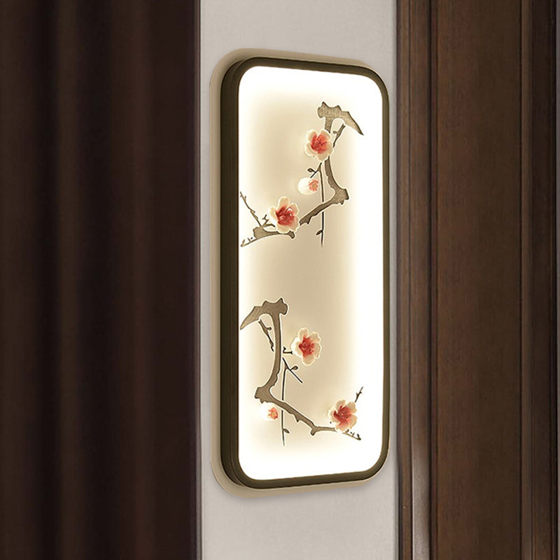 Frendorf | Keramische Lotusbladeren/Bloesem Muur Lamp Chinese Zwart-Groen/Rood LED Wandlamp voor de Woonkamer