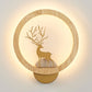 Frendorf | Houten Halo Ring Muurverlichting Hedendaags Zwart/Beige LED Wandlamp met Sika Hert Silhouet