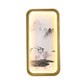 Frendorf | Chinesisches Tinte Dorf/ Lotus Wandlampe Stoff Familienzimmer LED Wandmontage Licht in Gold