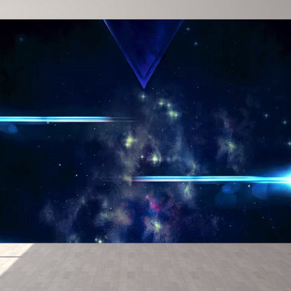 Frendorf | Blauer Nebel und Beleuchtung Wandtapete Feuchtigkeitsbeständige Wandkunst für Schlafzimmer Dekor