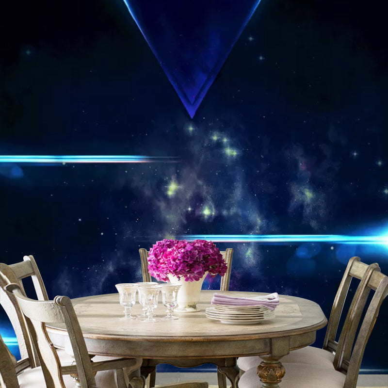 Frendorf | Blauer Nebel und Beleuchtung Wandtapete Feuchtigkeitsbeständige Wandkunst für Schlafzimmer Dekor