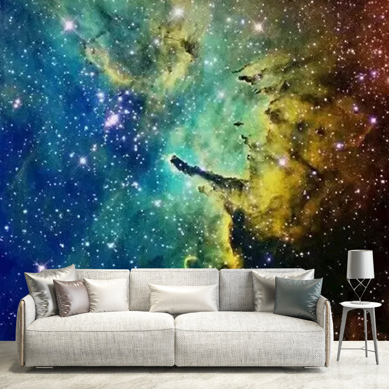 Modernismus Galaxy Wandtapete für die Decke, personalisierte Größen Wanddekoration in Gelb und Grün