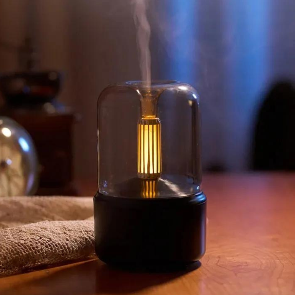Retro Aroma Diffuser mit Nachtlicht - USB ätherischer Öl-Luftbefeuchter für Zuhause und Büro