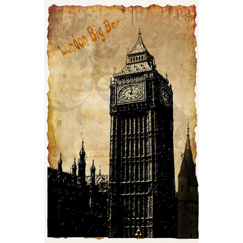 Frendorf | Fleckresistente London Big Ben Wandmalerei Angepasste Größe Wandkunst für Heimdekoration