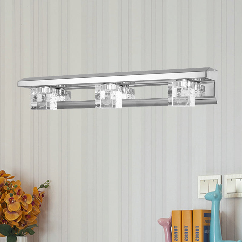 Frendorf | Krom Finish Lineaire Wandlamp Moderne Kristal Kubus 2/3 Koppen Bad LED Muur Bevestiging Verlichting in Warm/Wit Licht