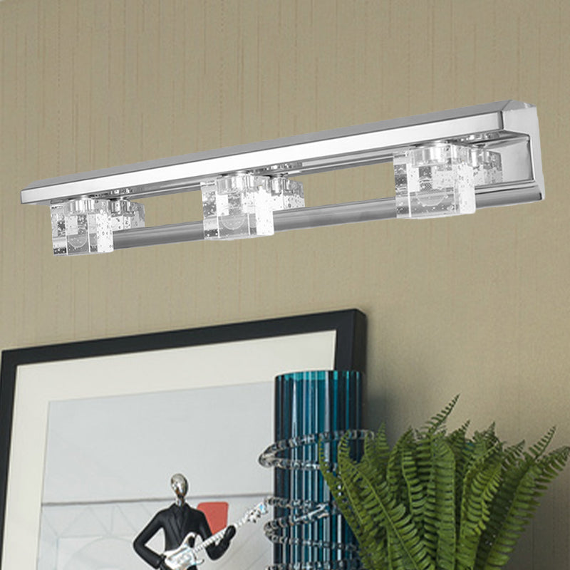 Frendorf | Krom Finish Lineaire Wandlamp Moderne Kristal Kubus 2/3 Koppen Bad LED Muur Bevestiging Verlichting in Warm/Wit Licht