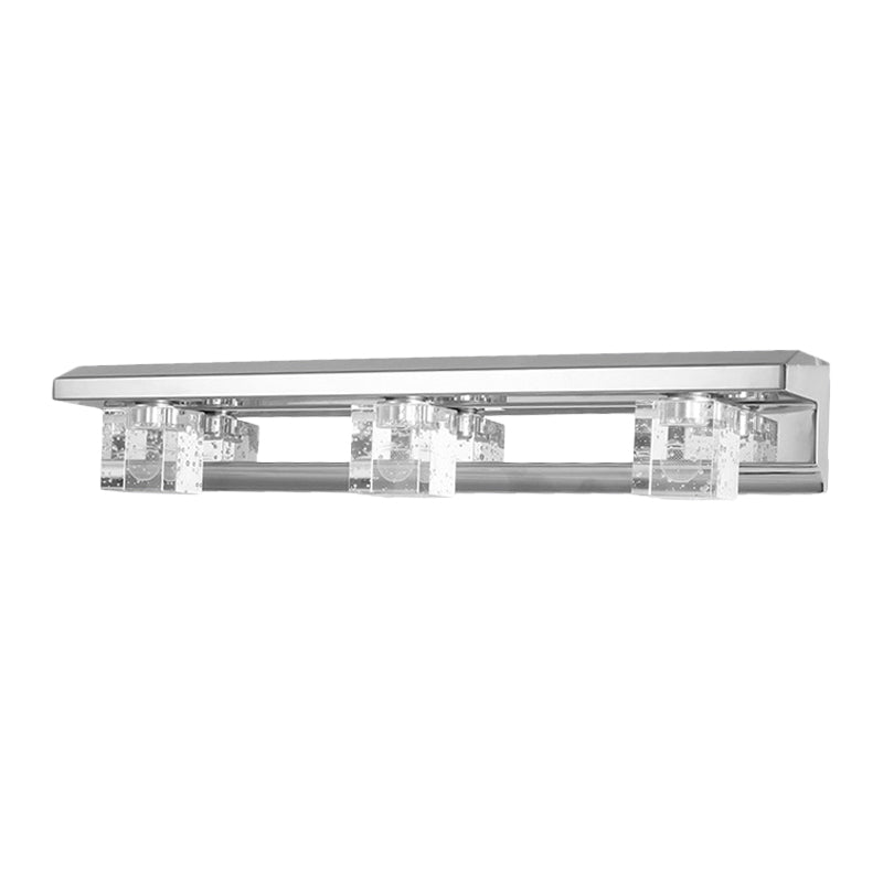 Frendorf | Krom Finish Lineaire Wandlamp Moderne Kristal Kubus 2/3 Koppen Bad LED Muur Bevestiging Verlichting in Warm/Wit Licht