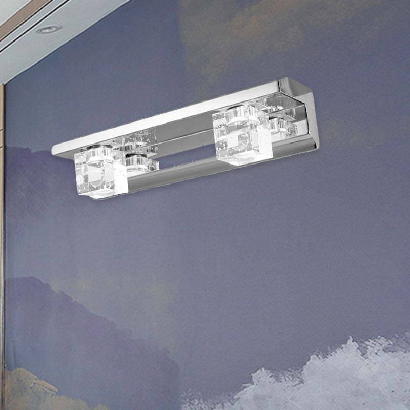 Frendorf | Krom Finish Lineaire Wandlamp Moderne Kristal Kubus 2/3 Koppen Bad LED Muur Bevestiging Verlichting in Warm/Wit Licht