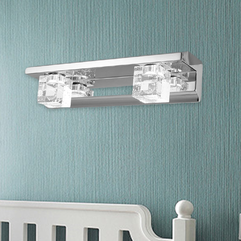 Frendorf | Krom Finish Lineaire Wandlamp Moderne Kristal Kubus 2/3 Koppen Bad LED Muur Bevestiging Verlichting in Warm/Wit Licht