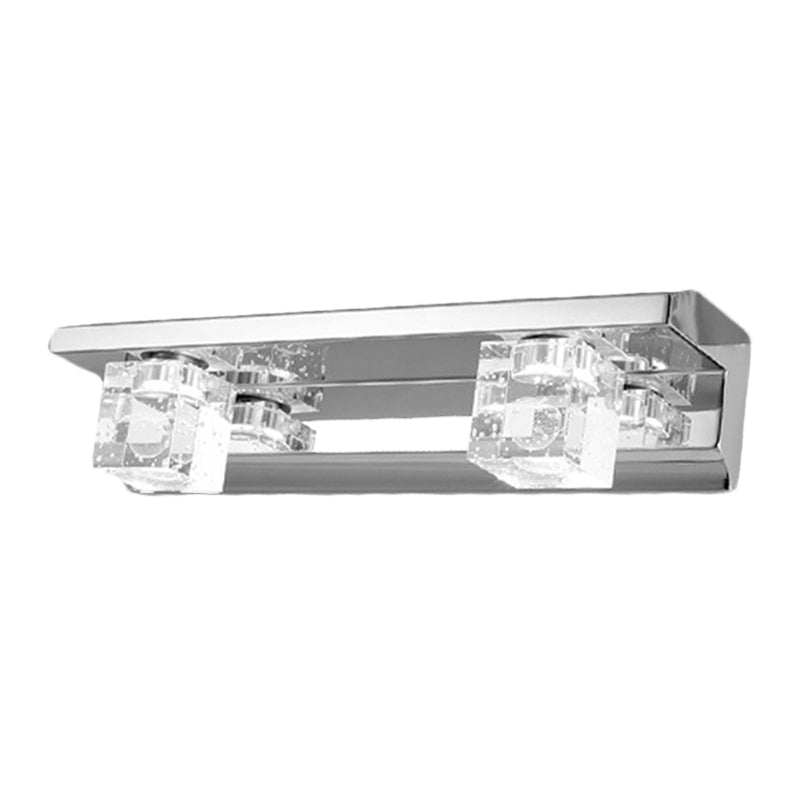 Frendorf | Krom Finish Lineaire Wandlamp Moderne Kristal Kubus 2/3 Koppen Bad LED Muur Bevestiging Verlichting in Warm/Wit Licht
