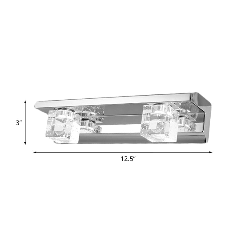 Frendorf | Krom Finish Lineaire Wandlamp Moderne Kristal Kubus 2/3 Koppen Bad LED Muur Bevestiging Verlichting in Warm/Wit Licht