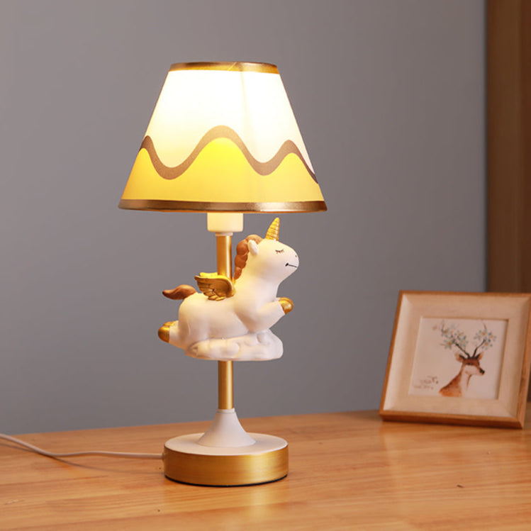 Frendorf | Twinklehorn – Einhorn Tischlampe mit Stoffschirm für Arbeitszimmer