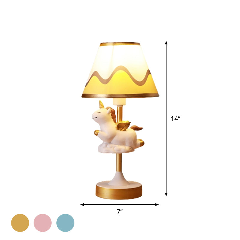 Frendorf | Twinklehorn – Einhorn Tischlampe mit Stoffschirm für Arbeitszimmer