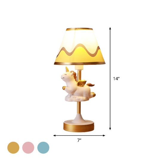 Frendorf | Twinklehorn – Einhorn Tischlampe mit Stoffschirm für Arbeitszimmer