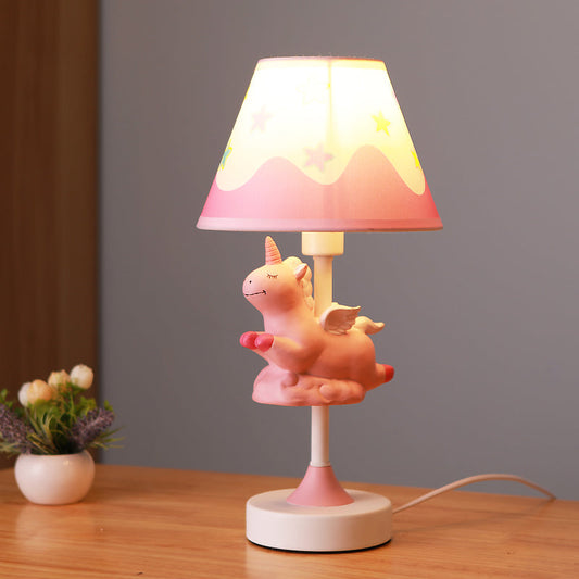 Frendorf | Twinklehorn – Einhorn Tischlampe mit Stoffschirm für Arbeitszimmer