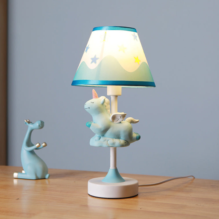 Frendorf | Twinklehorn – Einhorn Tischlampe mit Stoffschirm für Arbeitszimmer