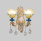Frendorf | 1/2-Bulb Bloemen Wandlamp Armatuur Traditionele Gouden Afwerking Kristal Wandgemonteerde Verlichting
