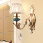 Frendorf | Gold Kleine Trommel Wandmontage Verlichting Traditionelle Geätzte Kristall 1/2-Birne Schlafzimmer Wandlampenarmatur