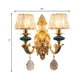 Frendorf | Gold Kleine Trommel Wandmontage Verlichting Traditionelle Geätzte Kristall 1/2-Birne Schlafzimmer Wandlampenarmatur