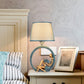 Frendorf | Avelyn | Yndefuld Leserharz Tischlampe mit blauer Stoffschirm