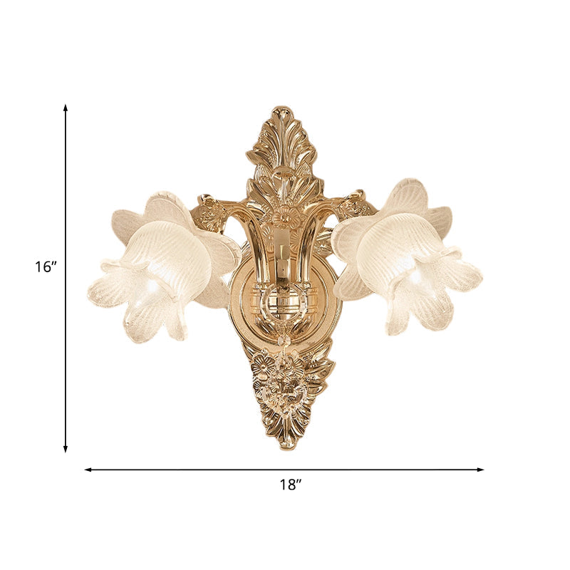 Frendorf | Frosted White Glass Bluebells Wandlamp Traditionele 1/2-Kop Familie Kamer Wand Sconces in Goud