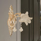 Frendorf | Frosted White Glass Bluebells Wandlamp Traditionele 1/2-Kop Familie Kamer Wand Sconces in Goud