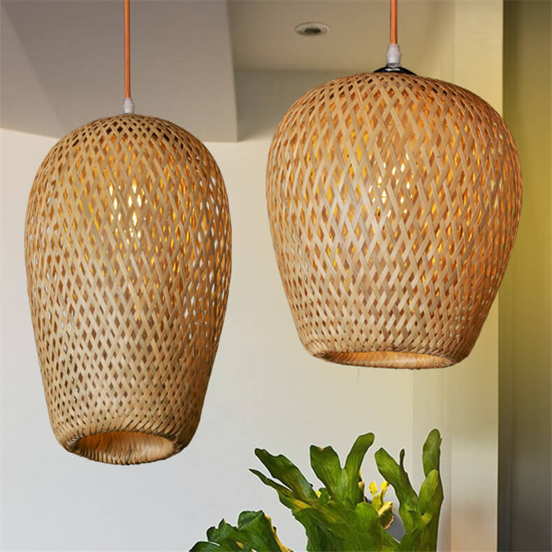 Frendorf | BambooHaven Hängeleuchte | Rustikaler Stil | Handgefertigt | Umweltfreundliche Bambuslampe | Dekorative Pendelleuchte