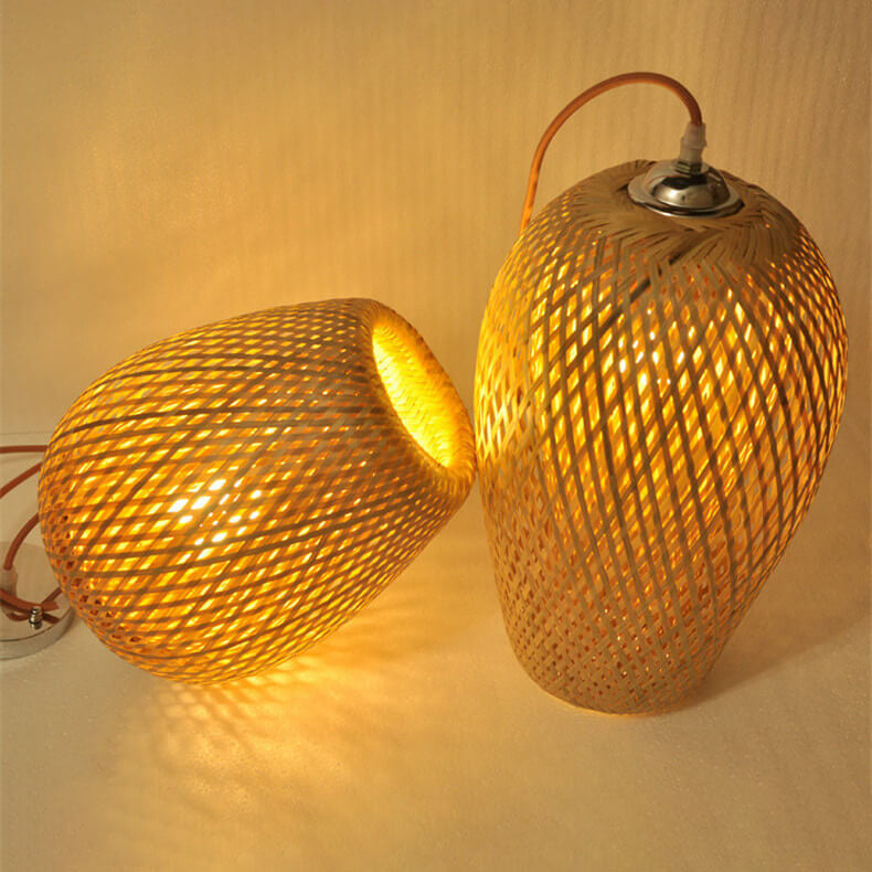 Frendorf | BambooHaven Hängeleuchte | Rustikaler Stil | Handgefertigt | Umweltfreundliche Bambuslampe | Dekorative Pendelleuchte