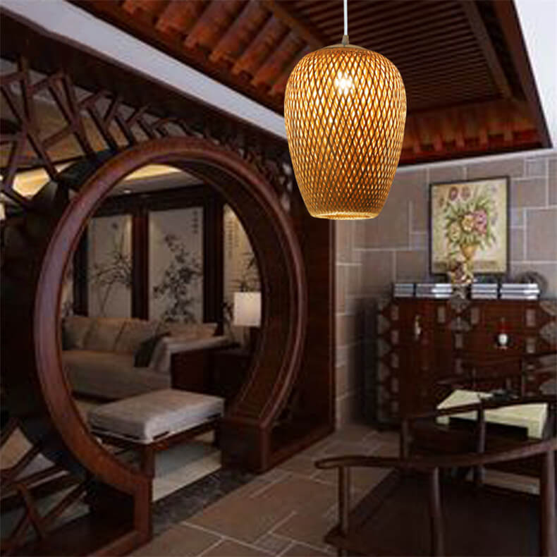 Frendorf | BambooHaven Hängeleuchte | Rustikaler Stil | Handgefertigt | Umweltfreundliche Bambuslampe | Dekorative Pendelleuchte