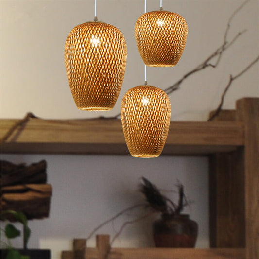 Frendorf | BambooHaven Hängeleuchte | Rustikaler Stil | Handgefertigt | Umweltfreundliche Bambuslampe | Dekorative Pendelleuchte