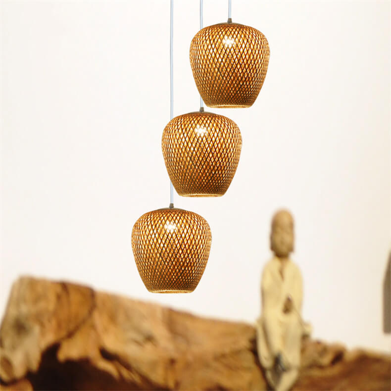 Frendorf | BambooHaven Hängeleuchte | Rustikaler Stil | Handgefertigt | Umweltfreundliche Bambuslampe | Dekorative Pendelleuchte
