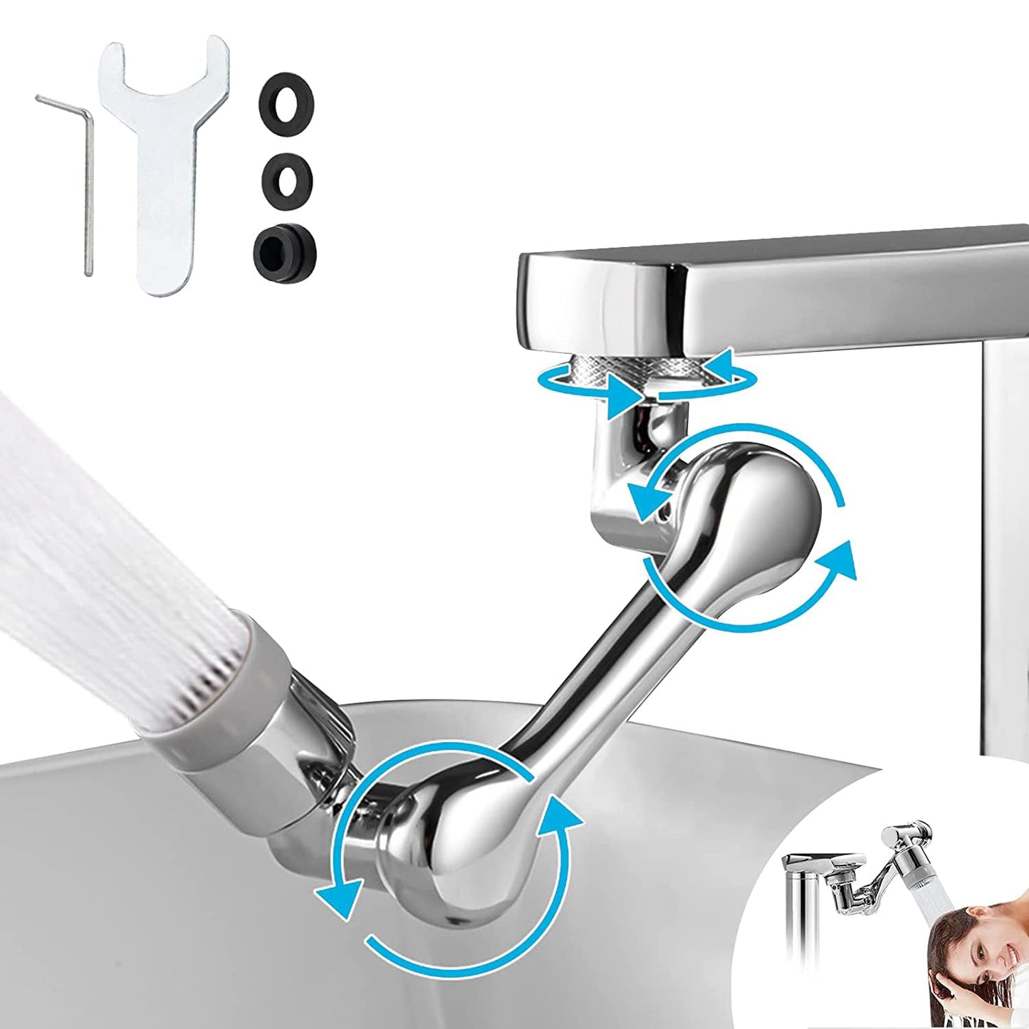 Frendorf | 1080 Grad Erweiterung Universeller Wasserhahn-Aerator 2 Modi