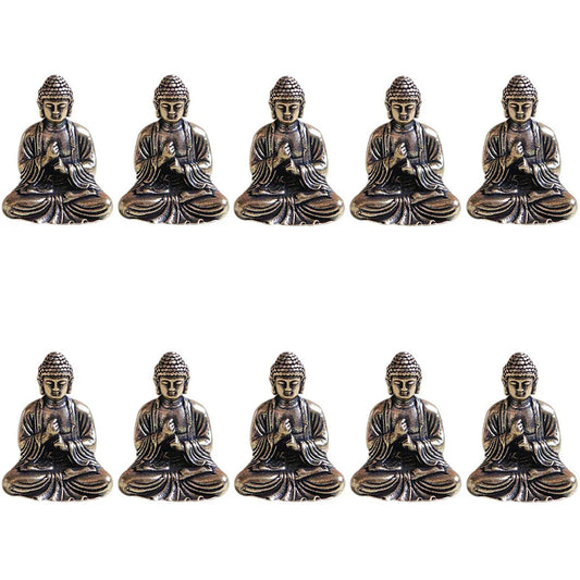 10 Stück Mini Messing Sitzender Buddha Statue Figur für Reise Buddhismus Anbetung Zuhause Büro Schreibtischdekoration